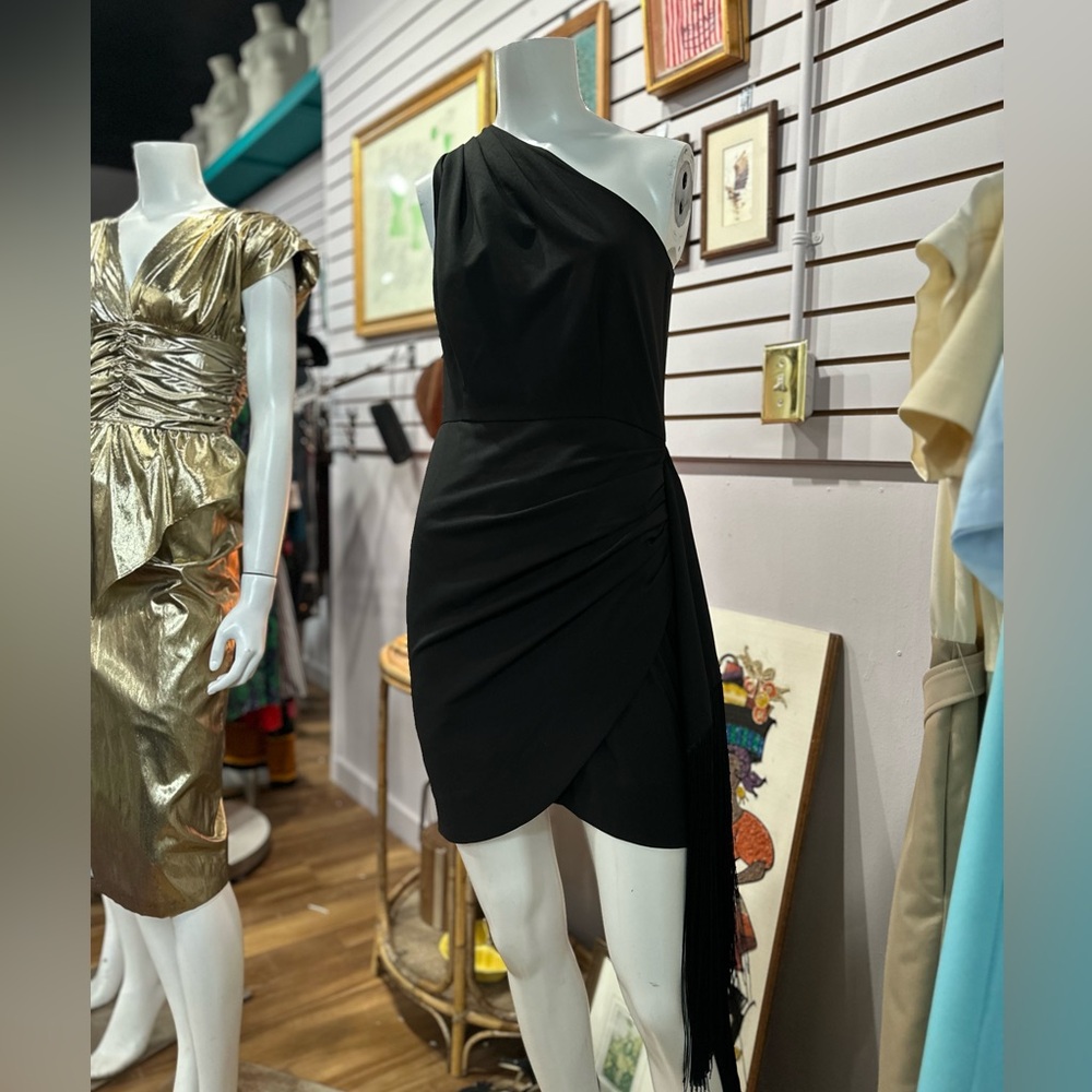 SOLD Elegant Black One-Shoulder Hutch Cocktail Dress - Never Worn Tags Removed